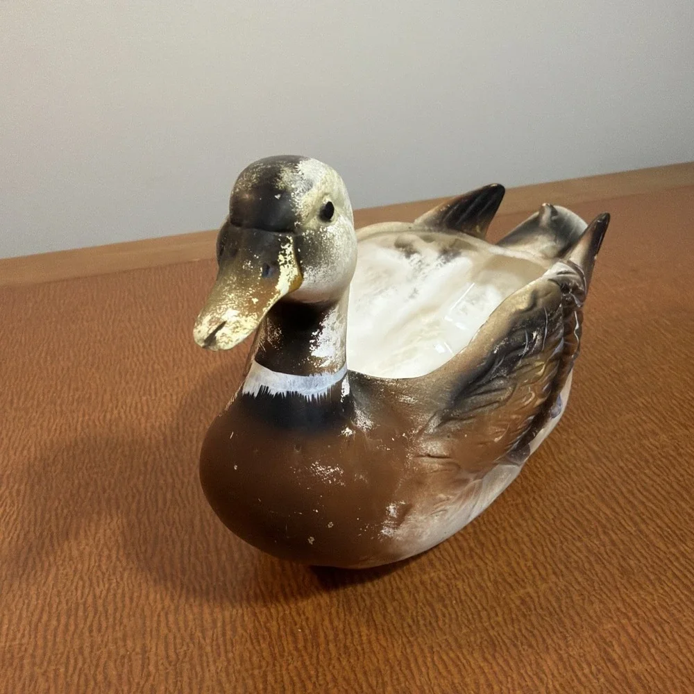 Vintage Napcoware 1960's Mallard Duck Decoy Planter Multicolor Signed